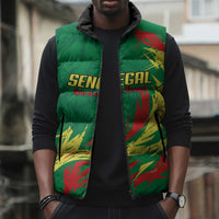 Senegal Football Pride Custom Sleeveless Puffer Jacket Les Lions de la Teranga