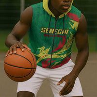 Senegal Football Pride Custom Sleeveless Zip Hoodie Les Lions de la Teranga