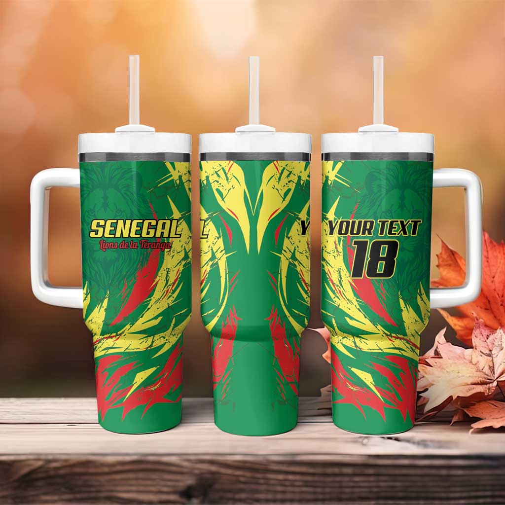 Senegal Football Pride Custom Tumbler With Handle Les Lions de la Teranga