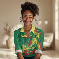 Senegal Football Pride Custom Women Casual Shirt Les Lions de la Teranga
