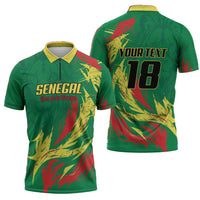 Senegal Football Pride Custom Zipper Polo Shirt Les Lions de la Teranga