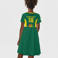Senegal Football Custom Kid Short Sleeve Dress Pride of African Champions