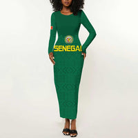 Senegal Football Custom Long Sleeve Bodycon Dress Pride of African Champions