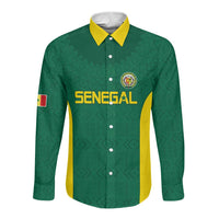Senegal Football Custom Long Sleeve Button Shirt Pride of African Champions