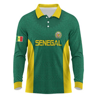 Senegal Football Custom Long Sleeve Polo Shirt Pride of African Champions