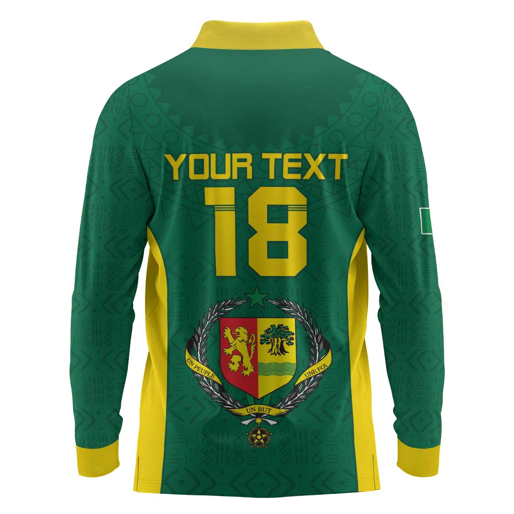 Senegal Football Custom Long Sleeve Polo Shirt Pride of African Champions