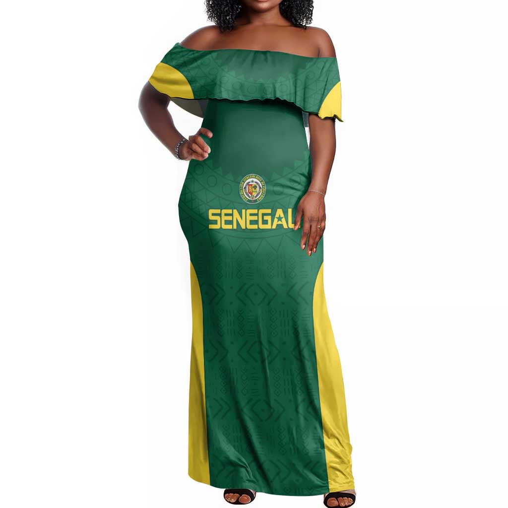 Senegal Football Custom Off Shoulder Maxi Dress Pride of African Champions