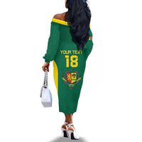 Senegal Football Custom Off The Shoulder Long Sleeve Dress Pride of African Champions