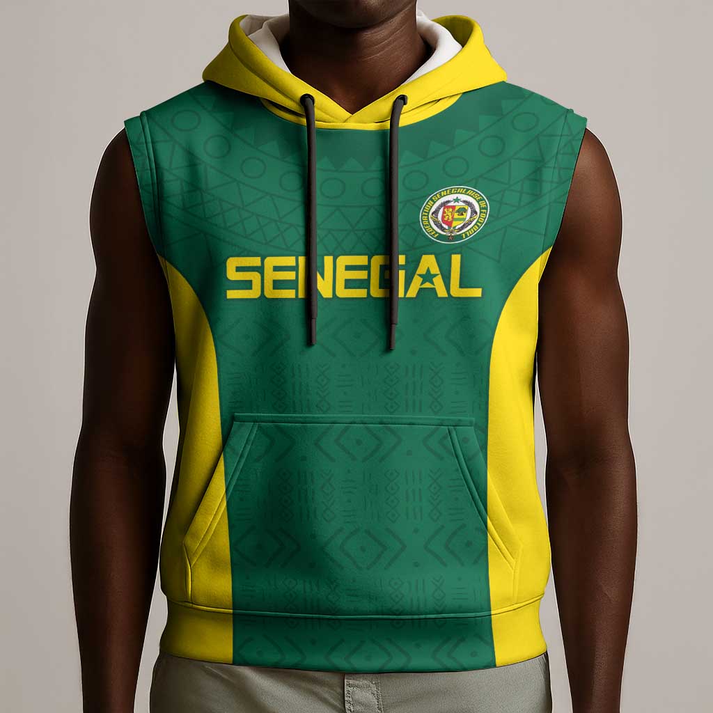 Senegal Football Custom Sleeveless Hoodie Pride of African Champions