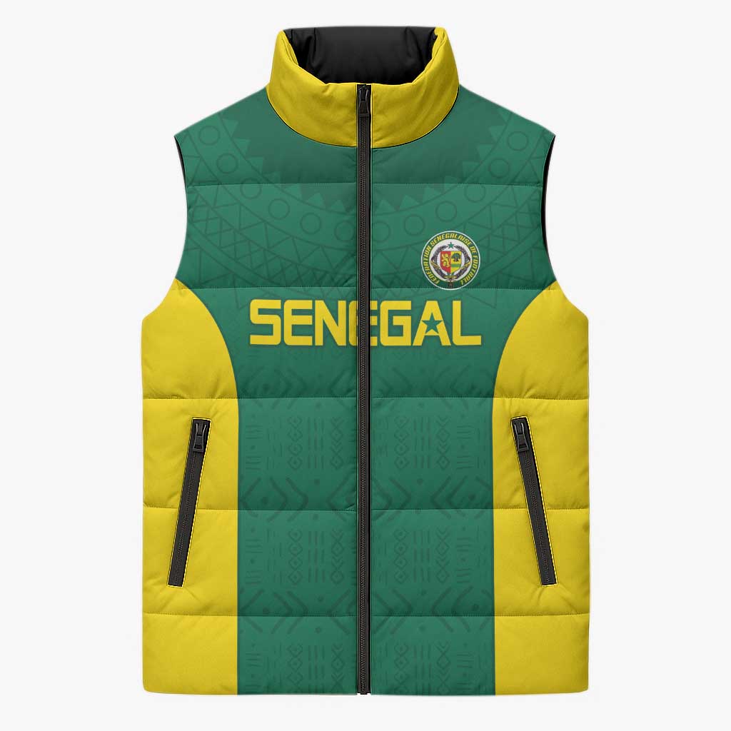 Senegal Football Custom Sleeveless Puffer Jacket Pride of African Champions