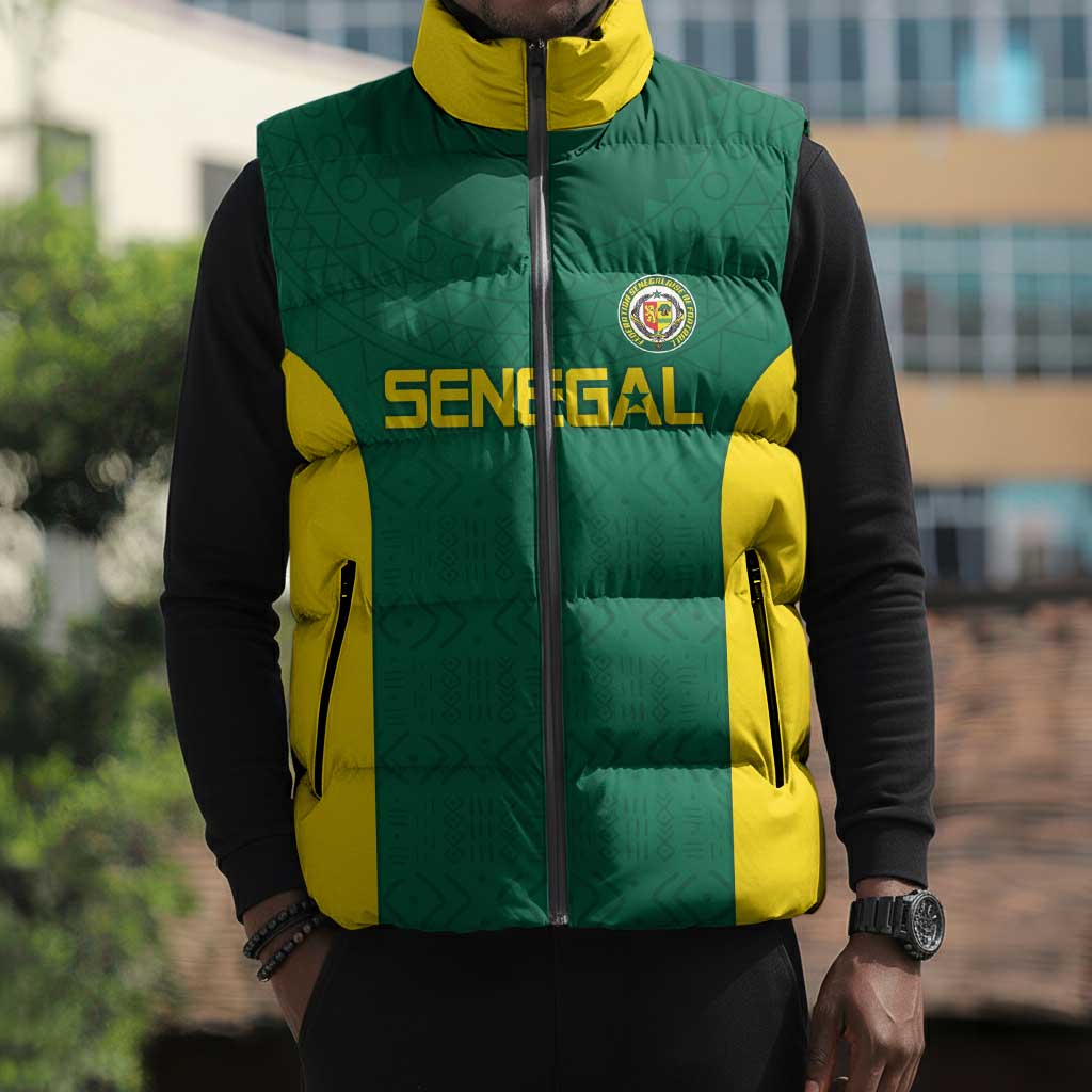 Senegal Football Custom Sleeveless Puffer Jacket Pride of African Champions