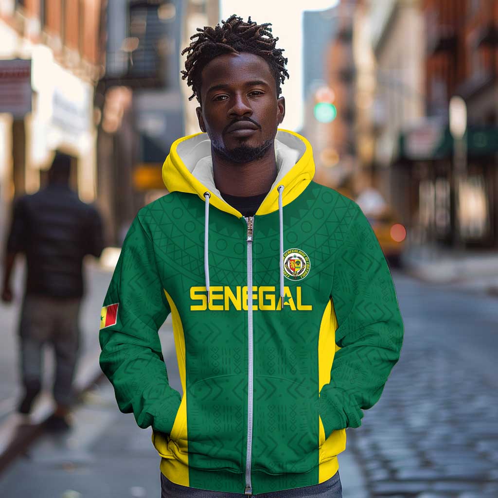 Senegal Football Custom Zip Hoodie Pride of African Champions