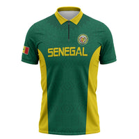 Senegal Football Custom Zipper Polo Shirt Pride of African Champions