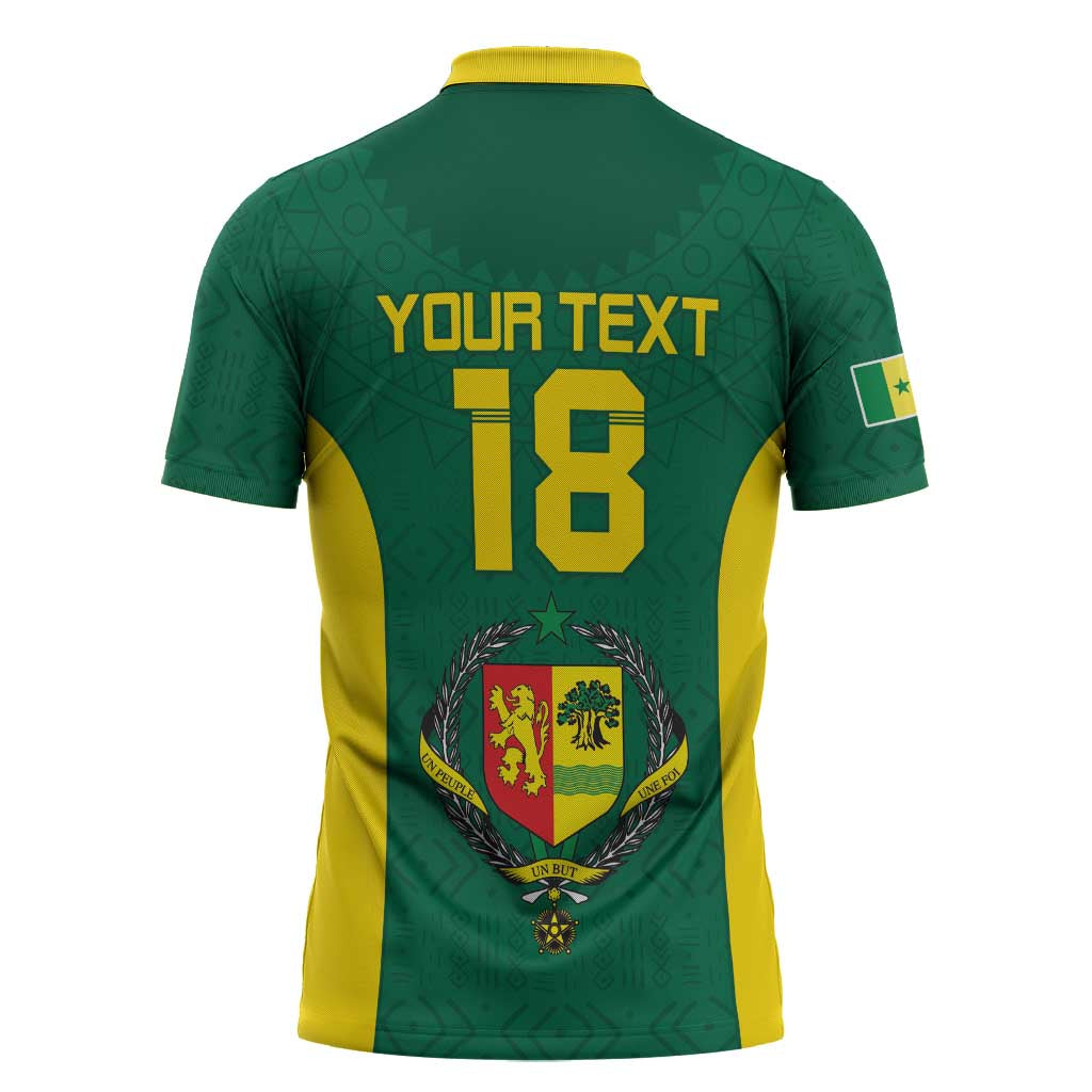 Senegal Football Custom Zipper Polo Shirt Pride of African Champions