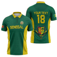 Senegal Football Custom Zipper Polo Shirt Pride of African Champions
