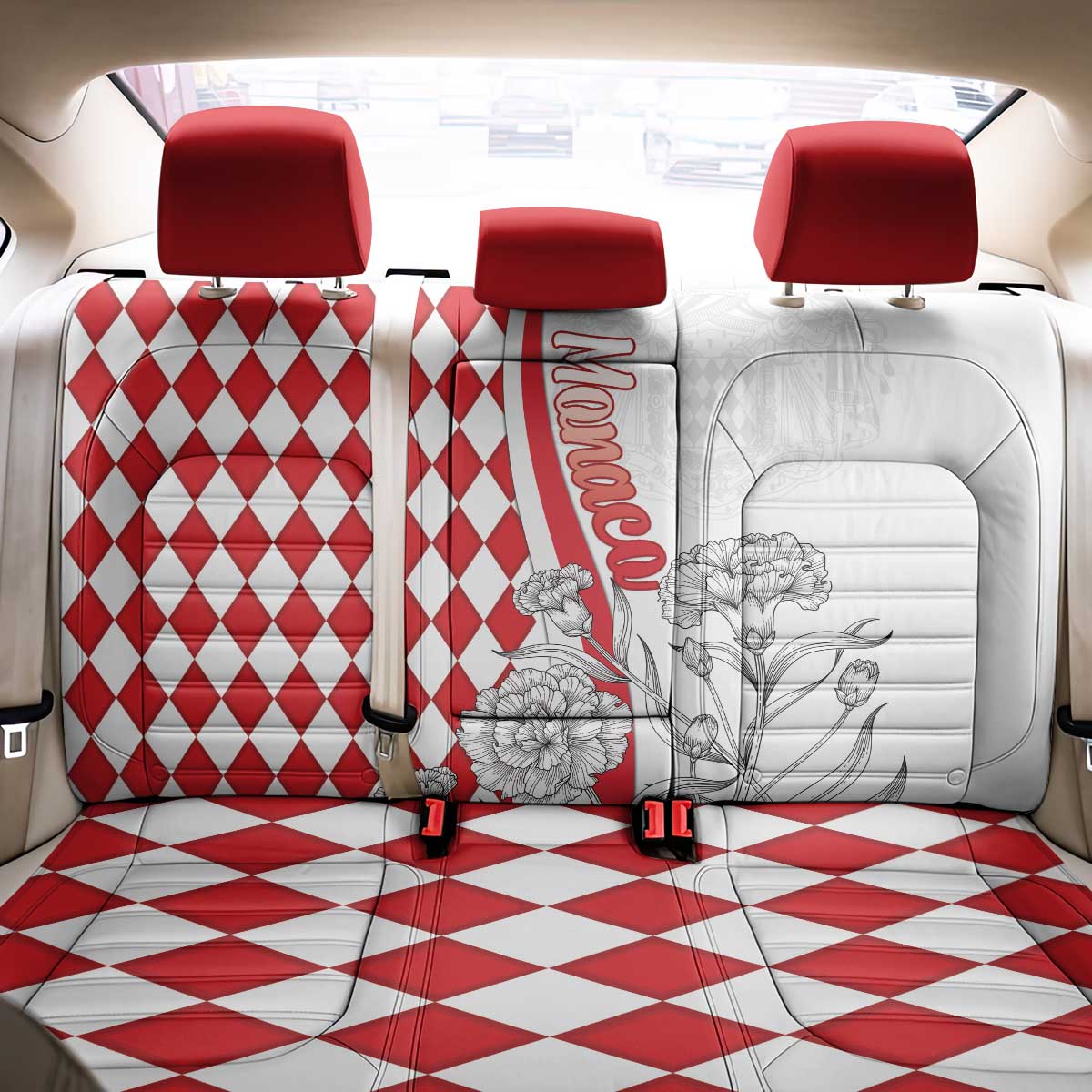 Monaco Deo Juvante Back Car Seat Cover Lozenge Flag Style