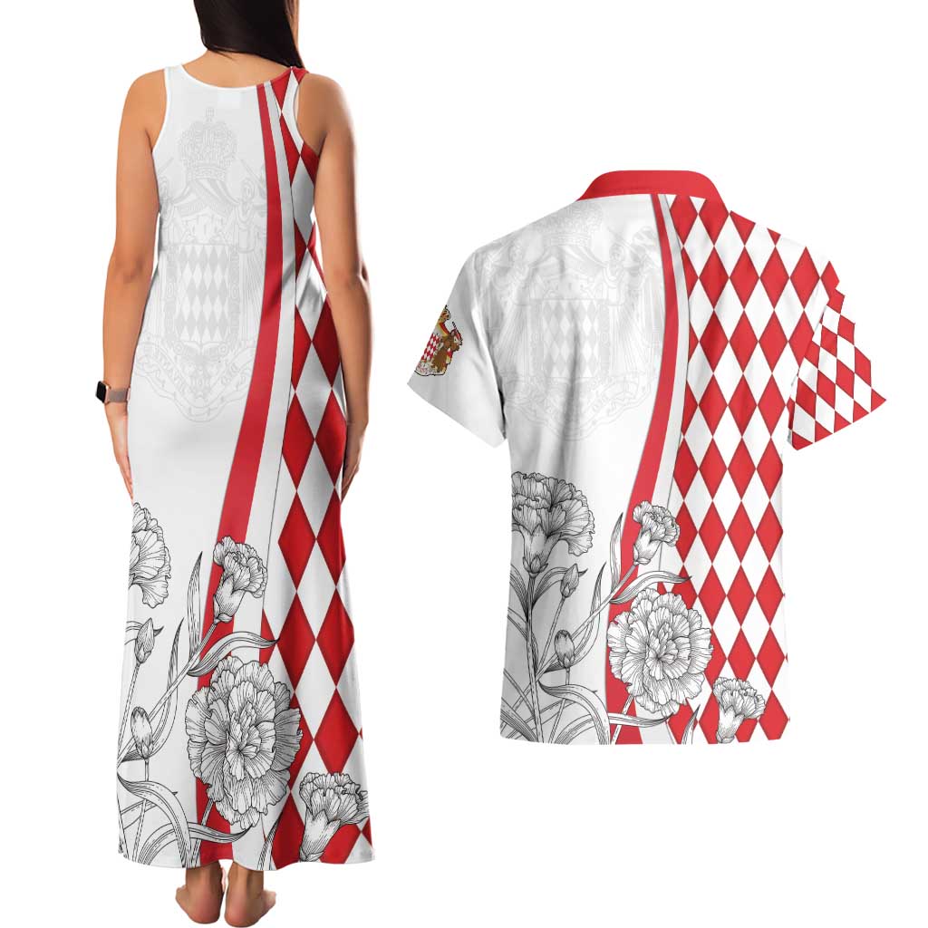 Monaco Deo Juvante Couples Matching Tank Maxi Dress and Hawaiian Shirt Lozenge Flag Style