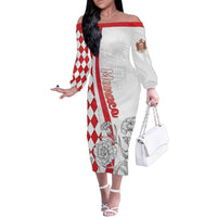 Monaco Deo Juvante Family Matching Off The Shoulder Long Sleeve Dress and Hawaiian Shirt Lozenge Flag Style