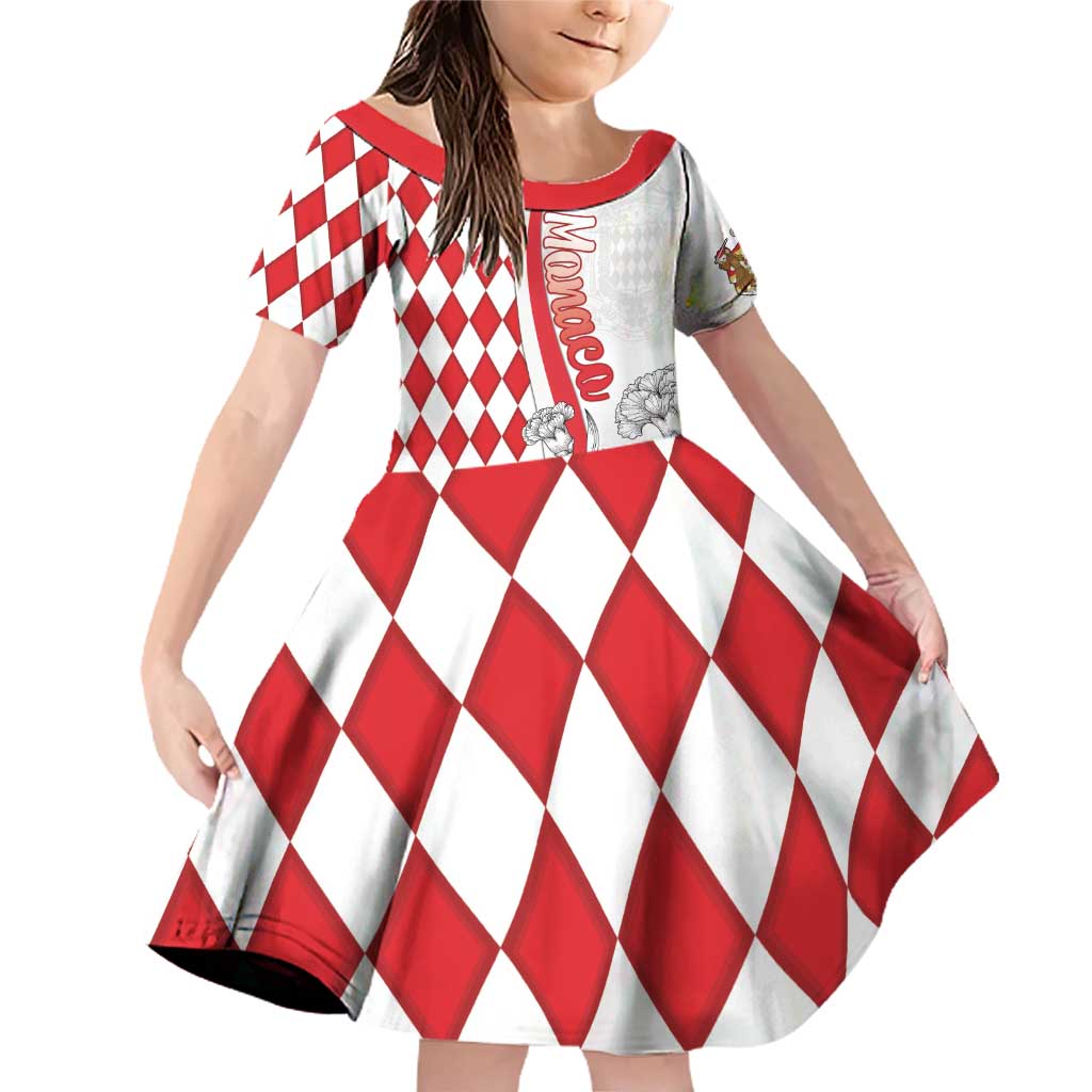 Monaco Deo Juvante Family Matching Off Shoulder Short Dress and Hawaiian Shirt Lozenge Flag Style