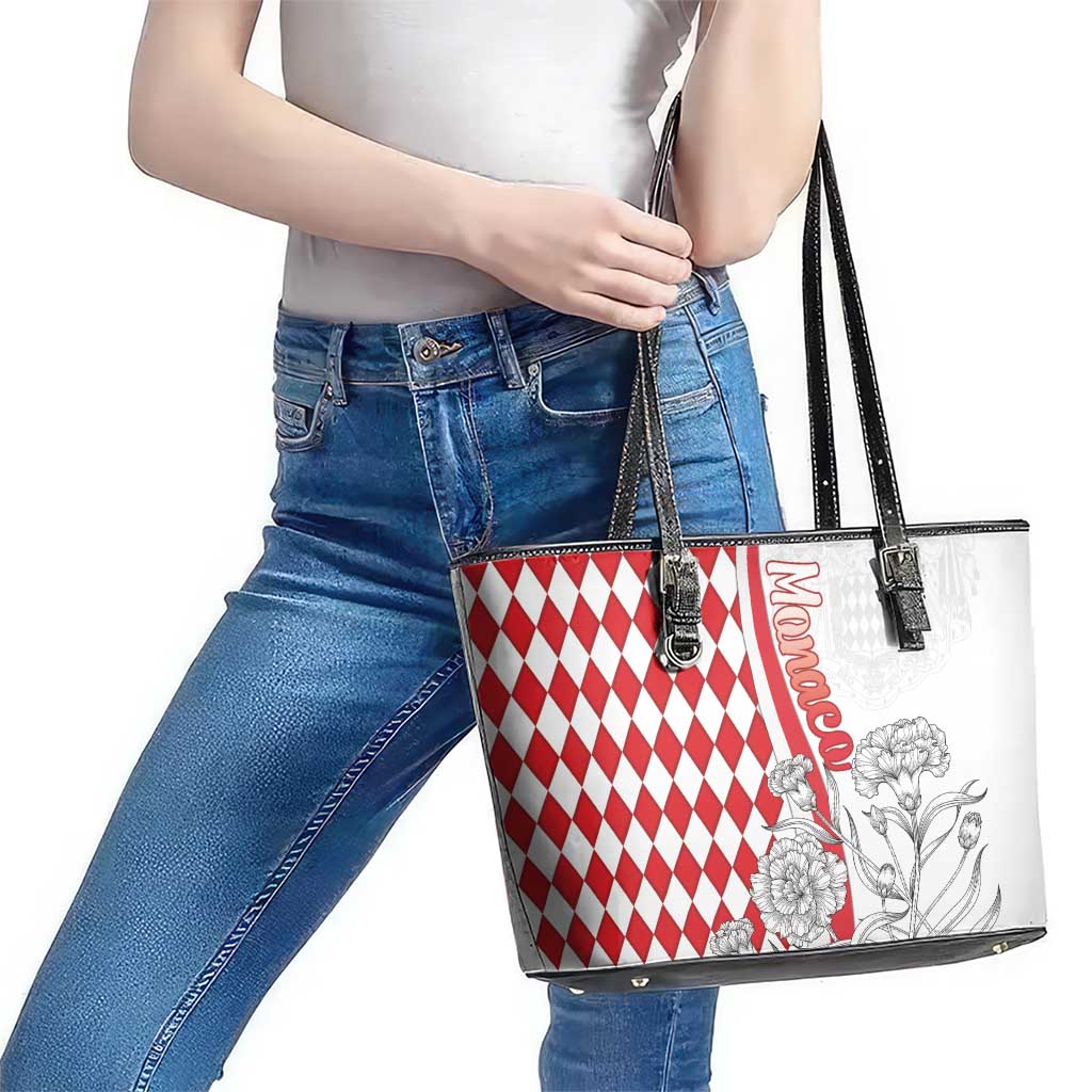 Monaco Deo Juvante Leather Tote Bag Lozenge Flag Style