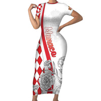 Monaco Deo Juvante Short Sleeve Bodycon Dress Lozenge Flag Style