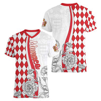 Monaco Deo Juvante Women V-Neck T-Shirt Lozenge Flag Style