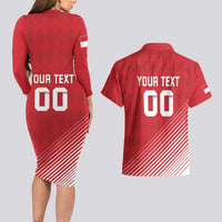 Custom Monaco Football Couples Matching Long Sleeve Bodycon Dress and Hawaiian Shirt Go Champion 2025