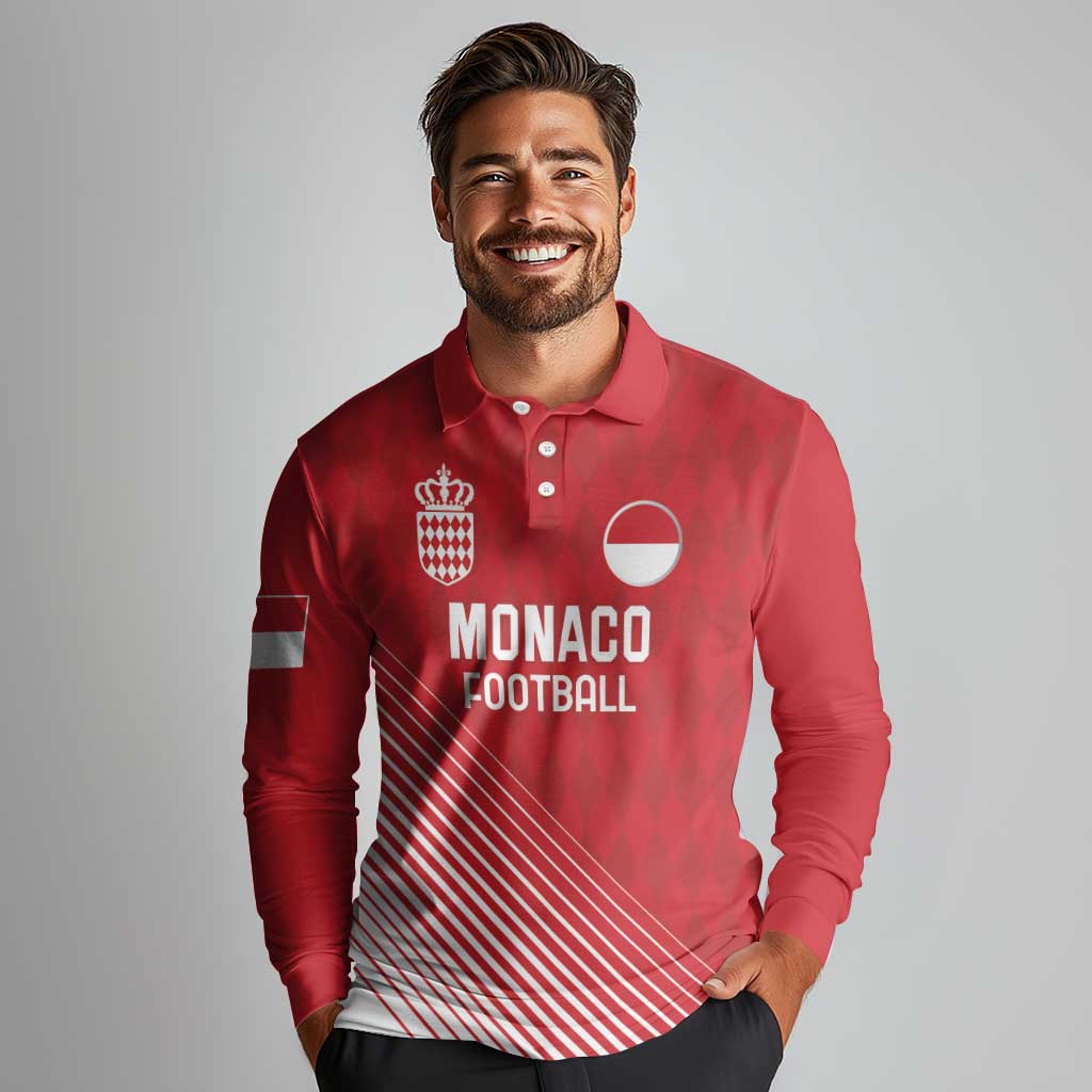 Custom Monaco Football Long Sleeve Polo Shirt Go Champion 2025