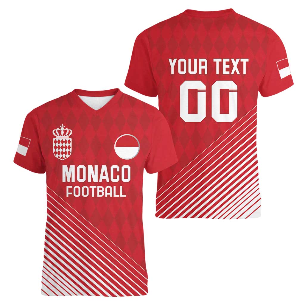 Custom Monaco Football Women V-Neck T-Shirt Go Champion 2025