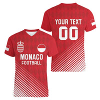 Custom Monaco Football Women V-Neck T-Shirt Go Champion 2025