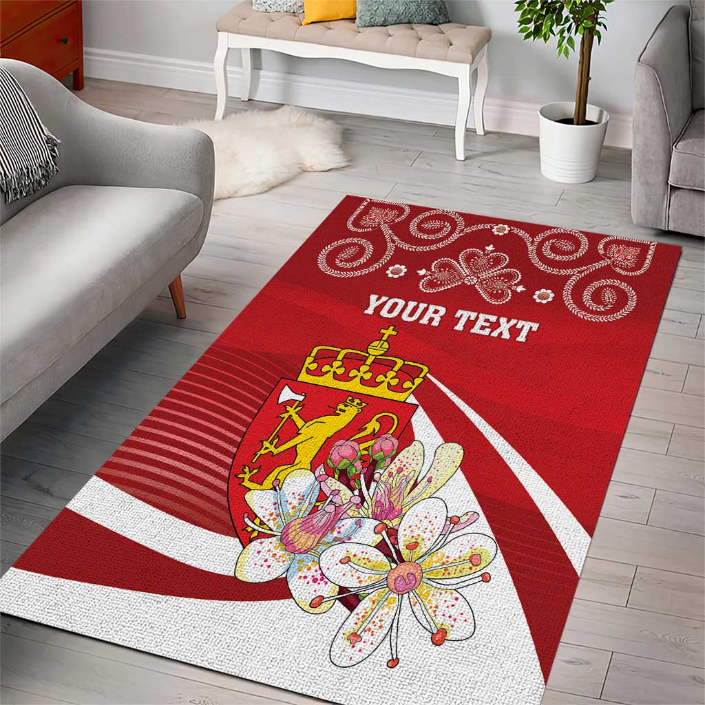 Personalized Norway Constitution Day Area Rug Norwegian Lion Pyramidal Saxifrage