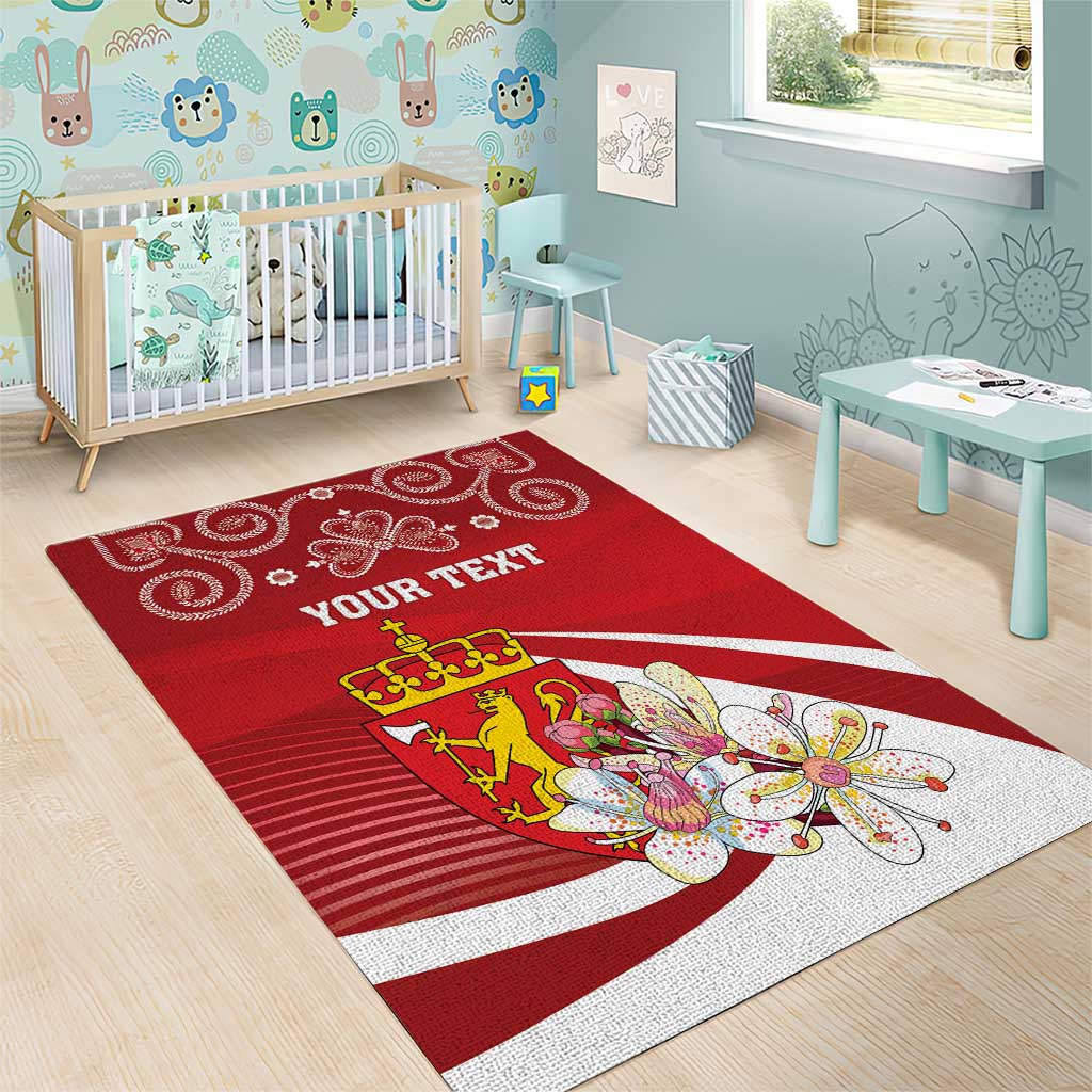 Personalized Norway Constitution Day Area Rug Norwegian Lion Pyramidal Saxifrage