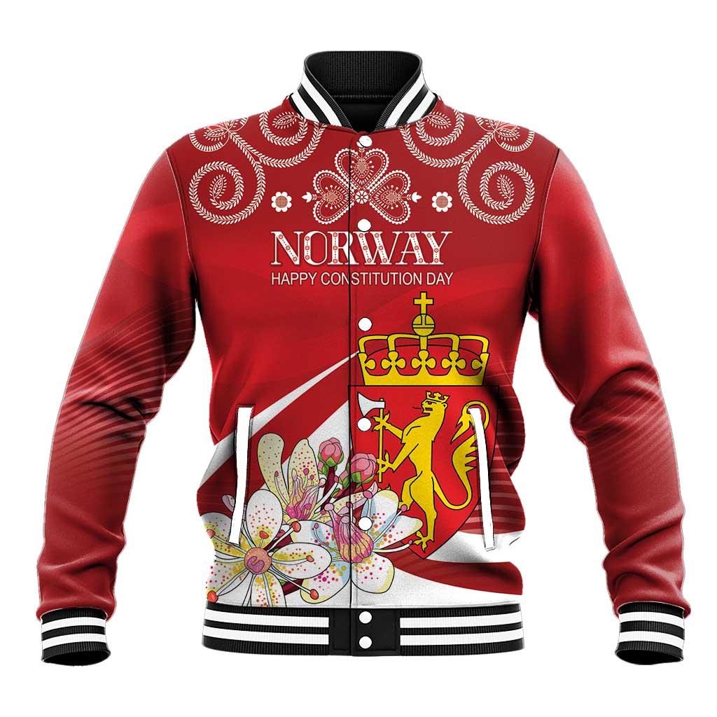 Personalized Norway Constitution Day Baseball Jacket Norwegian Lion Pyramidal Saxifrage