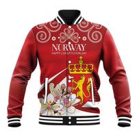 Personalized Norway Constitution Day Baseball Jacket Norwegian Lion Pyramidal Saxifrage