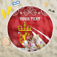 Personalized Norway Constitution Day Beach Blanket Norwegian Lion Pyramidal Saxifrage