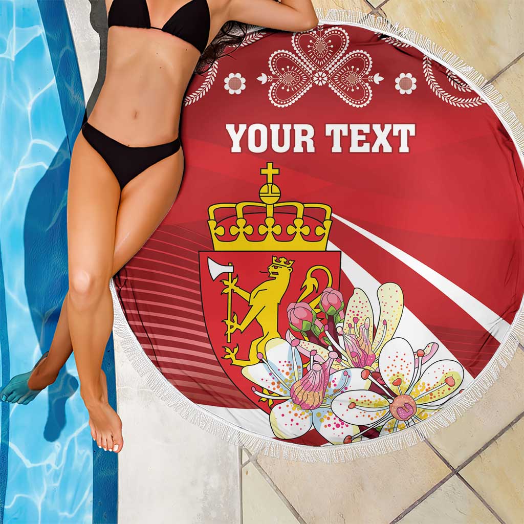 Personalized Norway Constitution Day Beach Blanket Norwegian Lion Pyramidal Saxifrage