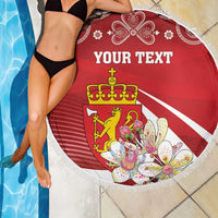 Personalized Norway Constitution Day Beach Blanket Norwegian Lion Pyramidal Saxifrage