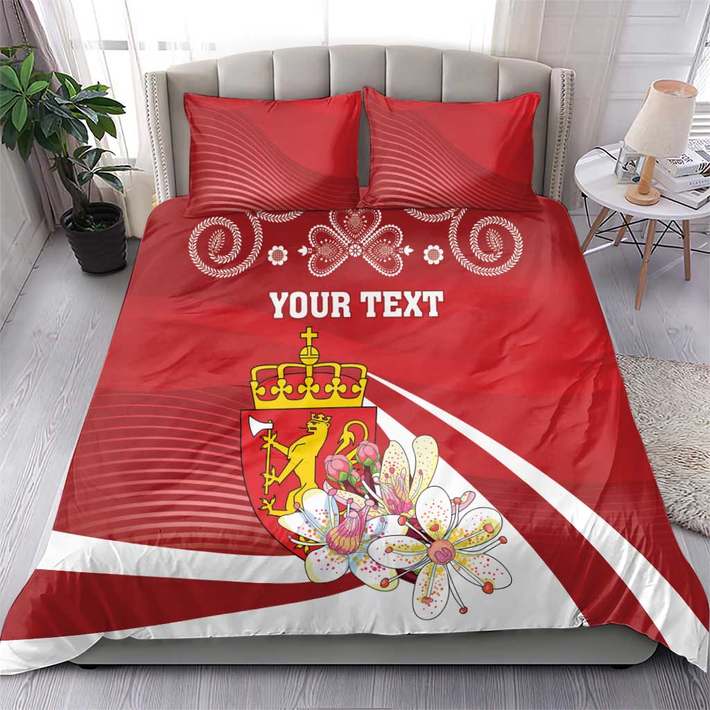 Personalized Norway Constitution Day Bedding Set Norwegian Lion Pyramidal Saxifrage