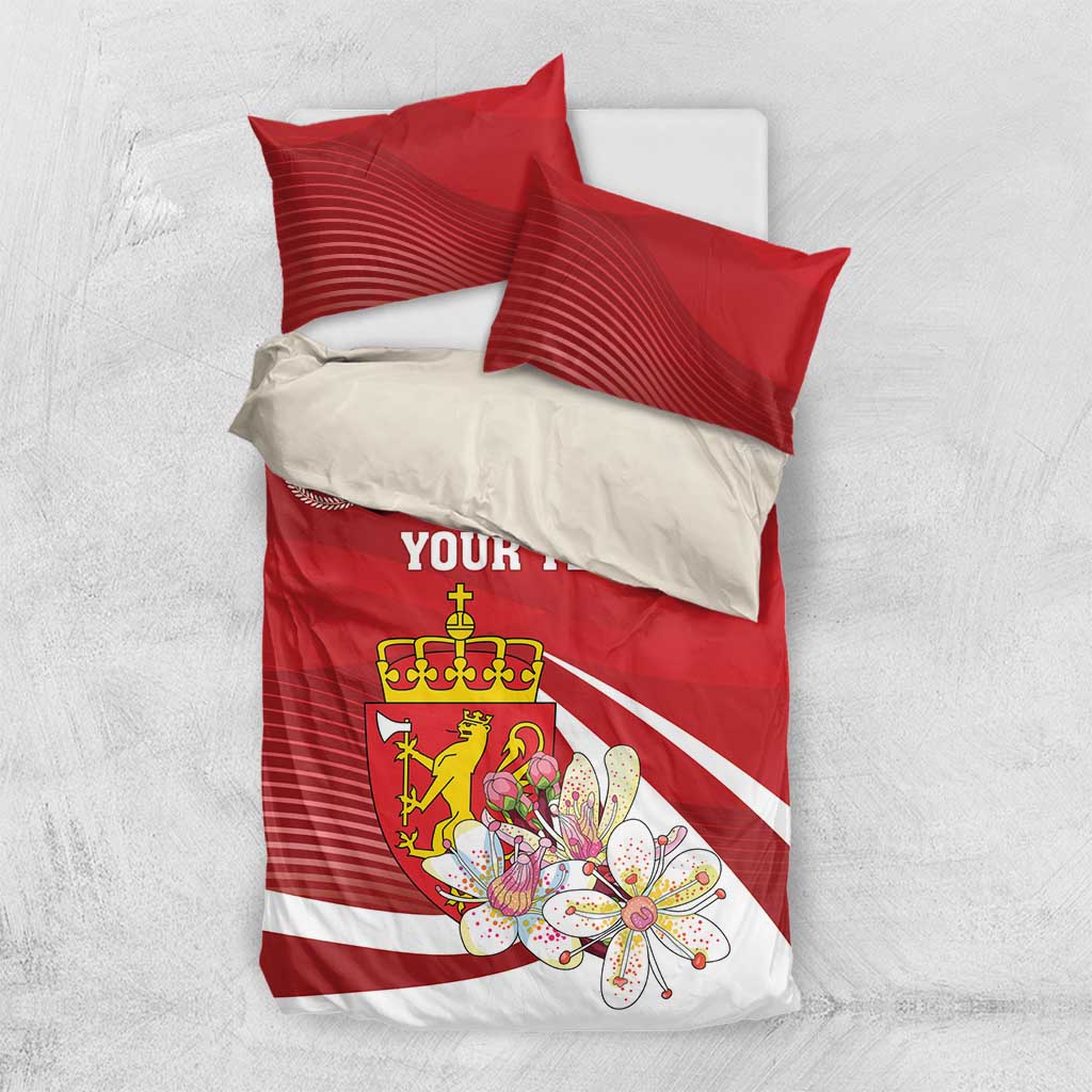 Personalized Norway Constitution Day Bedding Set Norwegian Lion Pyramidal Saxifrage