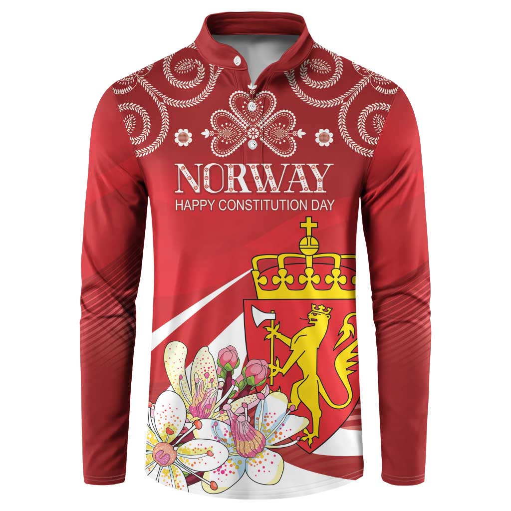Personalized Norway Constitution Day Button Sweatshirt Norwegian Lion Pyramidal Saxifrage