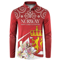 Personalized Norway Constitution Day Button Sweatshirt Norwegian Lion Pyramidal Saxifrage