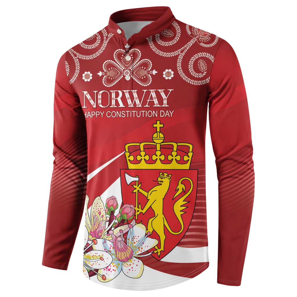 Personalized Norway Constitution Day Button Sweatshirt Norwegian Lion Pyramidal Saxifrage
