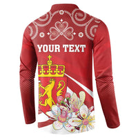 Personalized Norway Constitution Day Button Sweatshirt Norwegian Lion Pyramidal Saxifrage