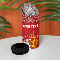 Personalized Norway Constitution Day 4 in 1 Can Cooler Tumbler Norwegian Lion Pyramidal Saxifrage