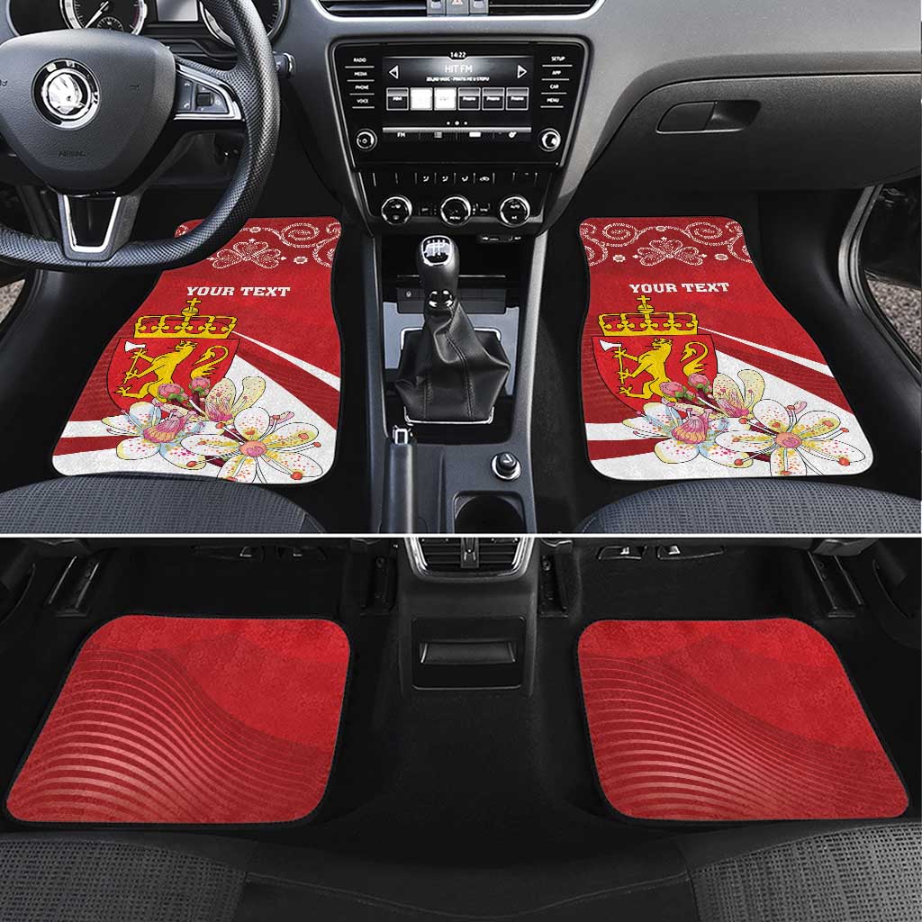 Personalized Norway Constitution Day Car Mats Norwegian Lion Pyramidal Saxifrage