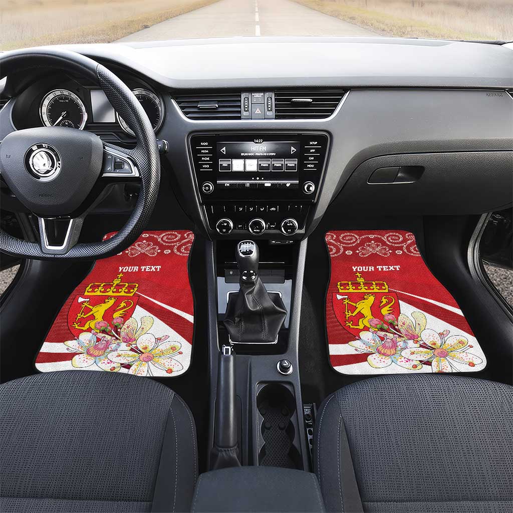 Personalized Norway Constitution Day Car Mats Norwegian Lion Pyramidal Saxifrage