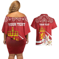 Personalized Norway Constitution Day Couples Matching Off Shoulder Short Dress and Hawaiian Shirt Norwegian Lion Pyramidal Saxifrage