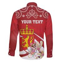 Personalized Norway Constitution Day Family Matching Long Sleeve Bodycon Dress and Hawaiian Shirt Norwegian Lion Pyramidal Saxifrage