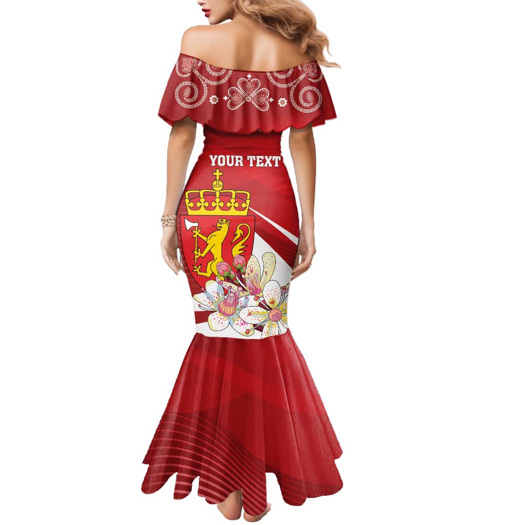 Personalized Norway Constitution Day Family Matching Mermaid Dress and Hawaiian Shirt Norwegian Lion Pyramidal Saxifrage