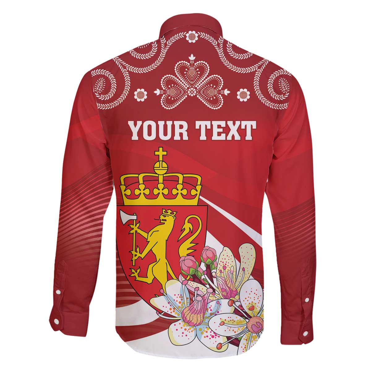 Personalized Norway Constitution Day Family Matching Off The Shoulder Long Sleeve Dress and Hawaiian Shirt Norwegian Lion Pyramidal Saxifrage